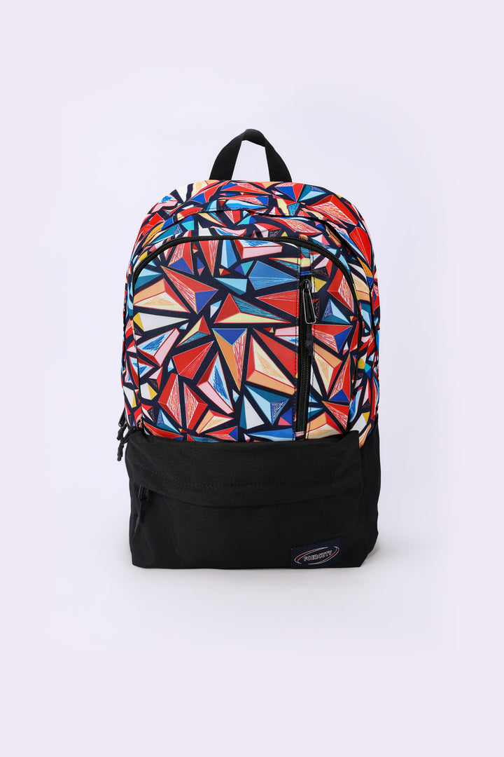GEOMETRIC AND TEXT PRINT BACKPACK TRIO