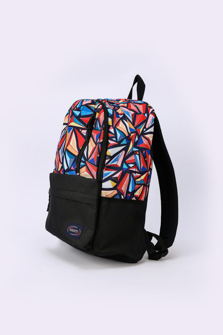 GEOMETRIC AND TEXT PRINT BACKPACK TRIO