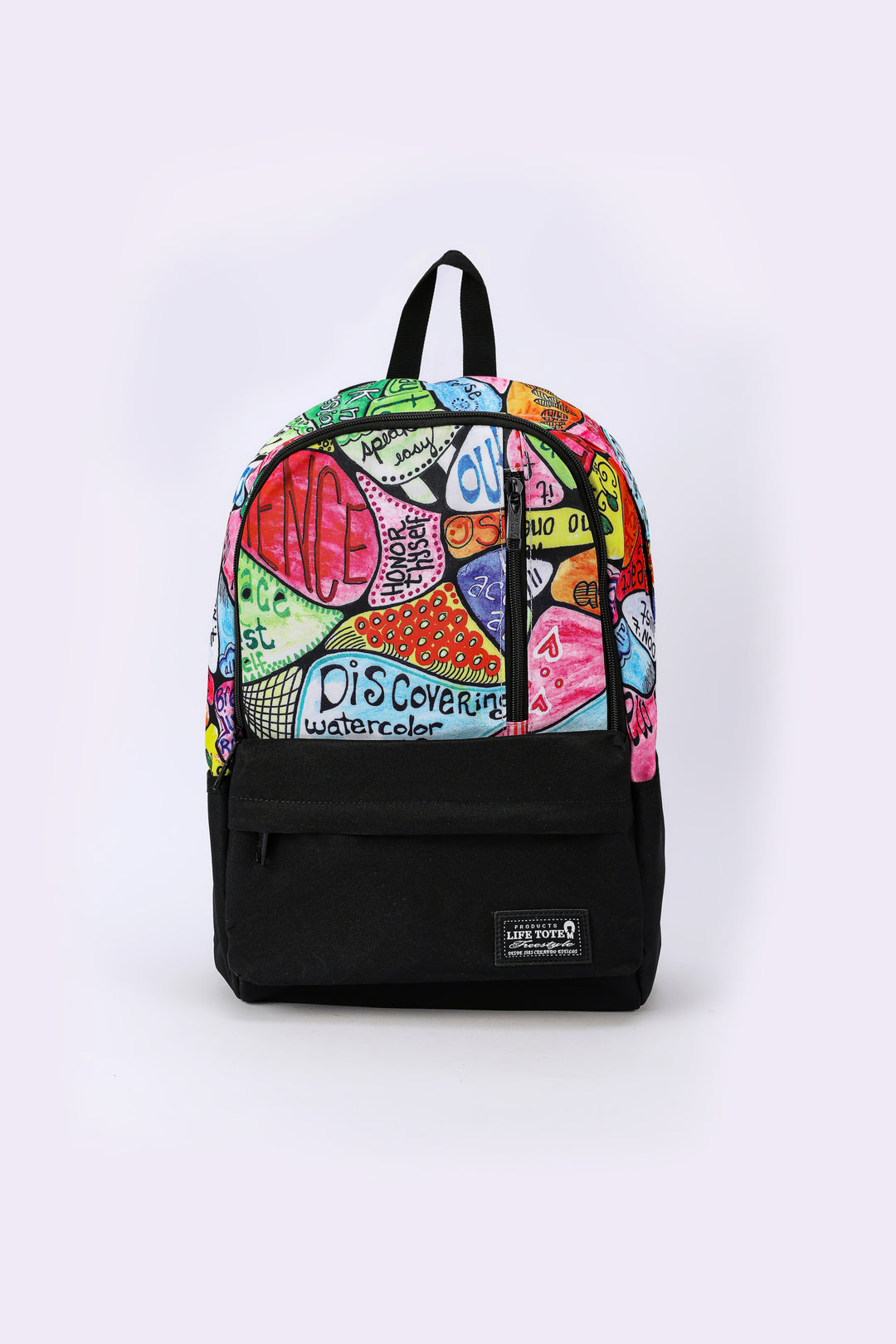 GEOMETRIC AND TEXT PRINT BACKPACK TRIO