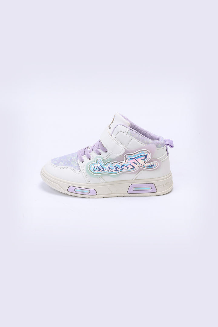 GLITTER SCRIPT HIGH TOP SNEAKERS