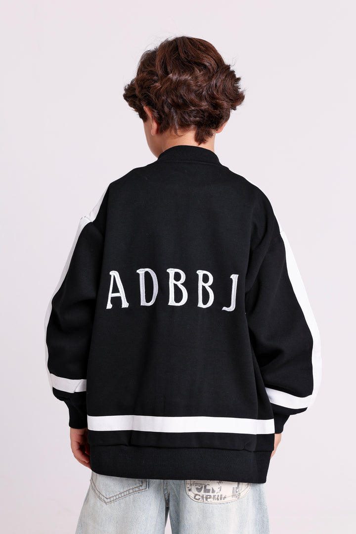 VARSITY BUTTON-UP JACKET WITH CONTRAST STRIPES