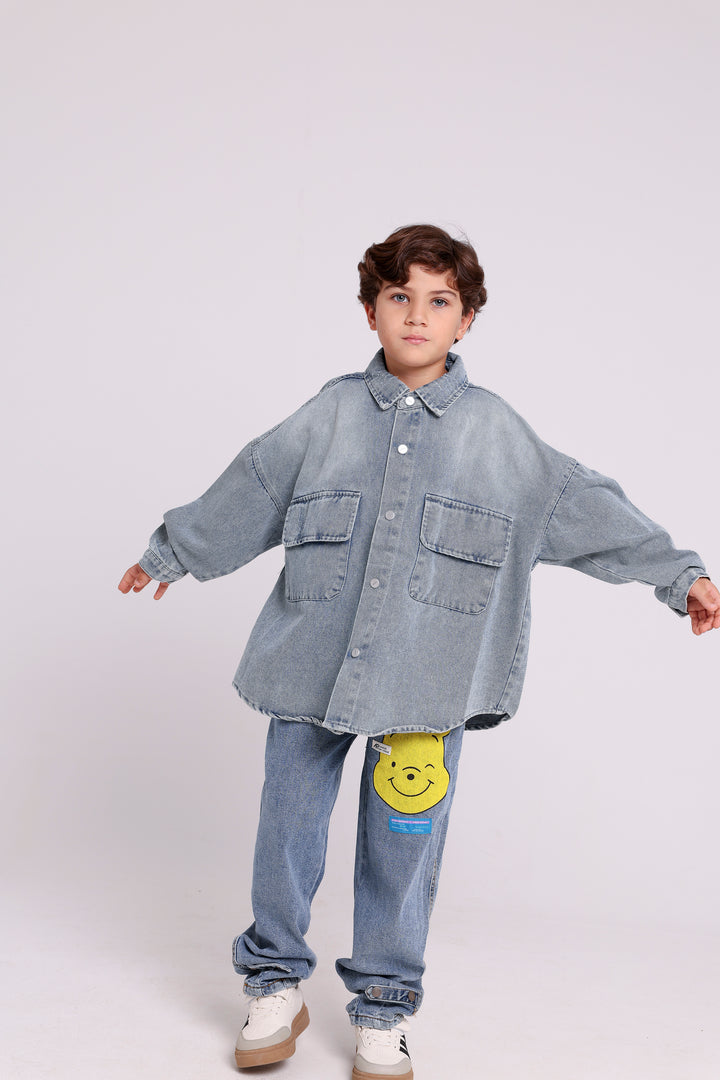 DENIM SHIRT WITH FLAP POCKETS