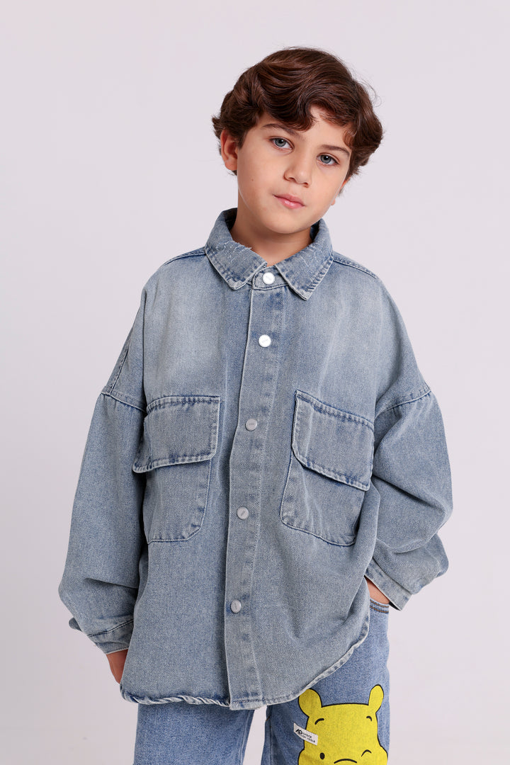 DENIM SHIRT WITH FLAP POCKETS