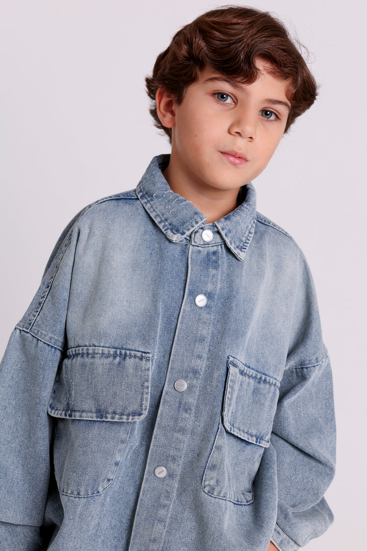 DENIM SHIRT WITH FLAP POCKETS