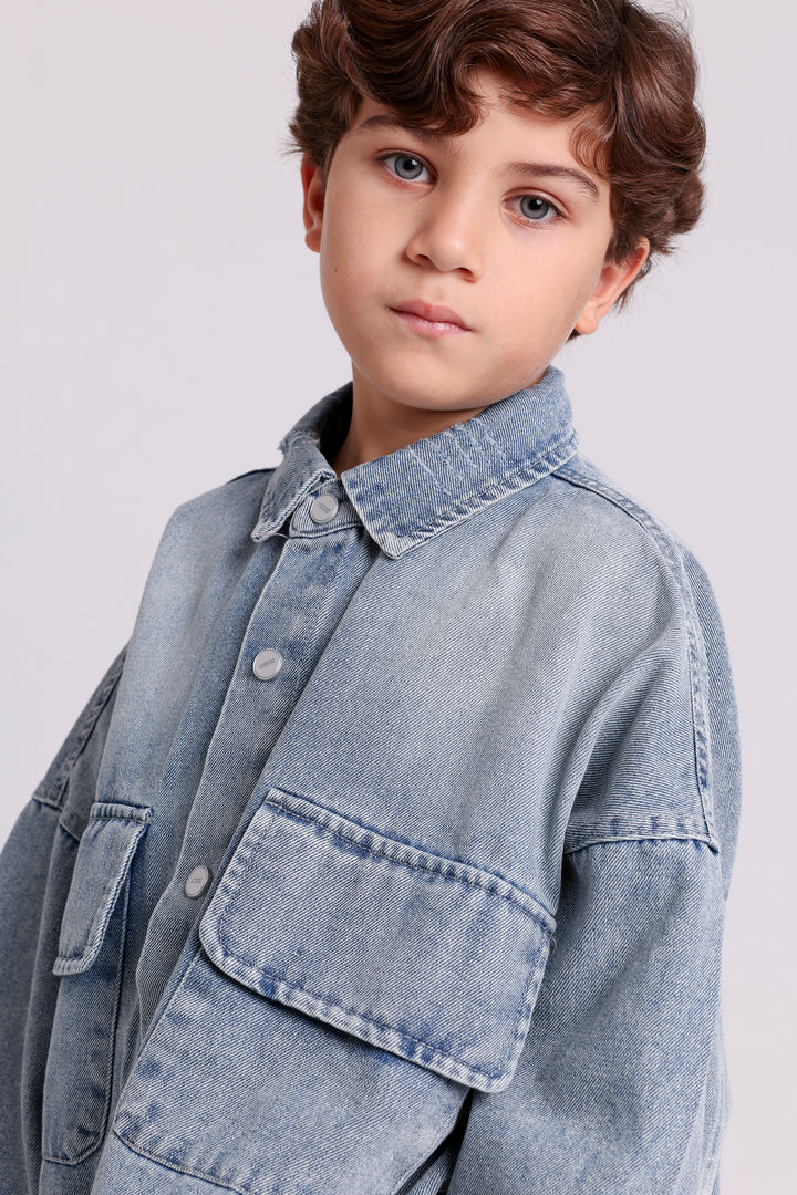 DENIM SHIRT WITH FLAP POCKETS