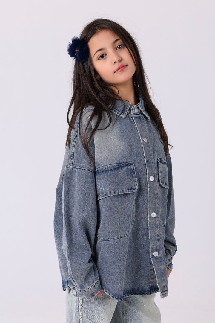 DENIM SHIRT WITH FLAP POCKETS