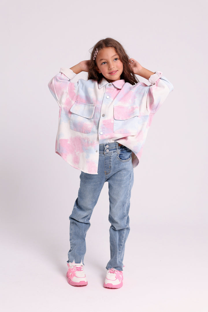 TIE-DYE BUTTON-UP SHIRT WITH FLAP POCKETS