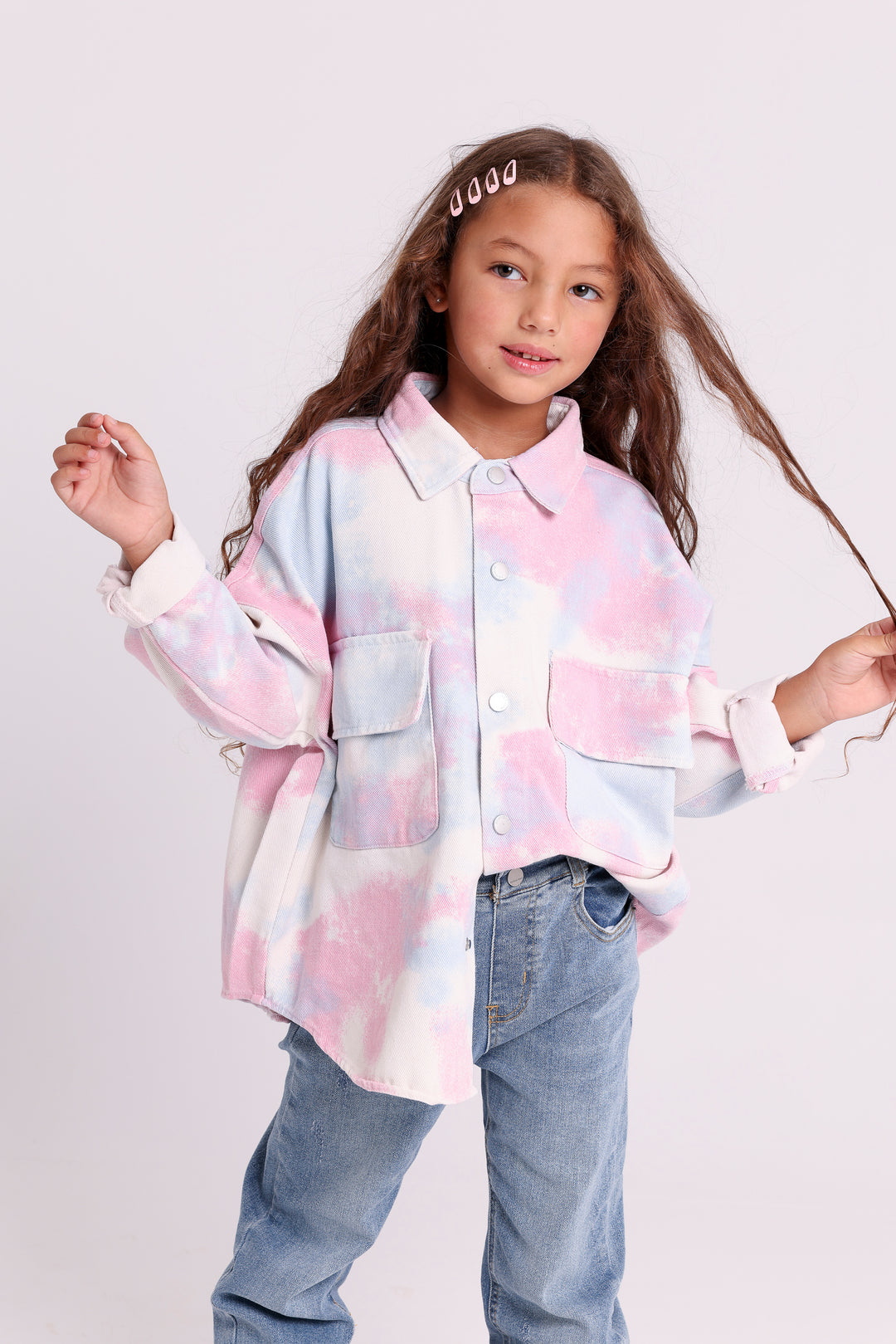 TIE-DYE BUTTON-UP SHIRT WITH FLAP POCKETS