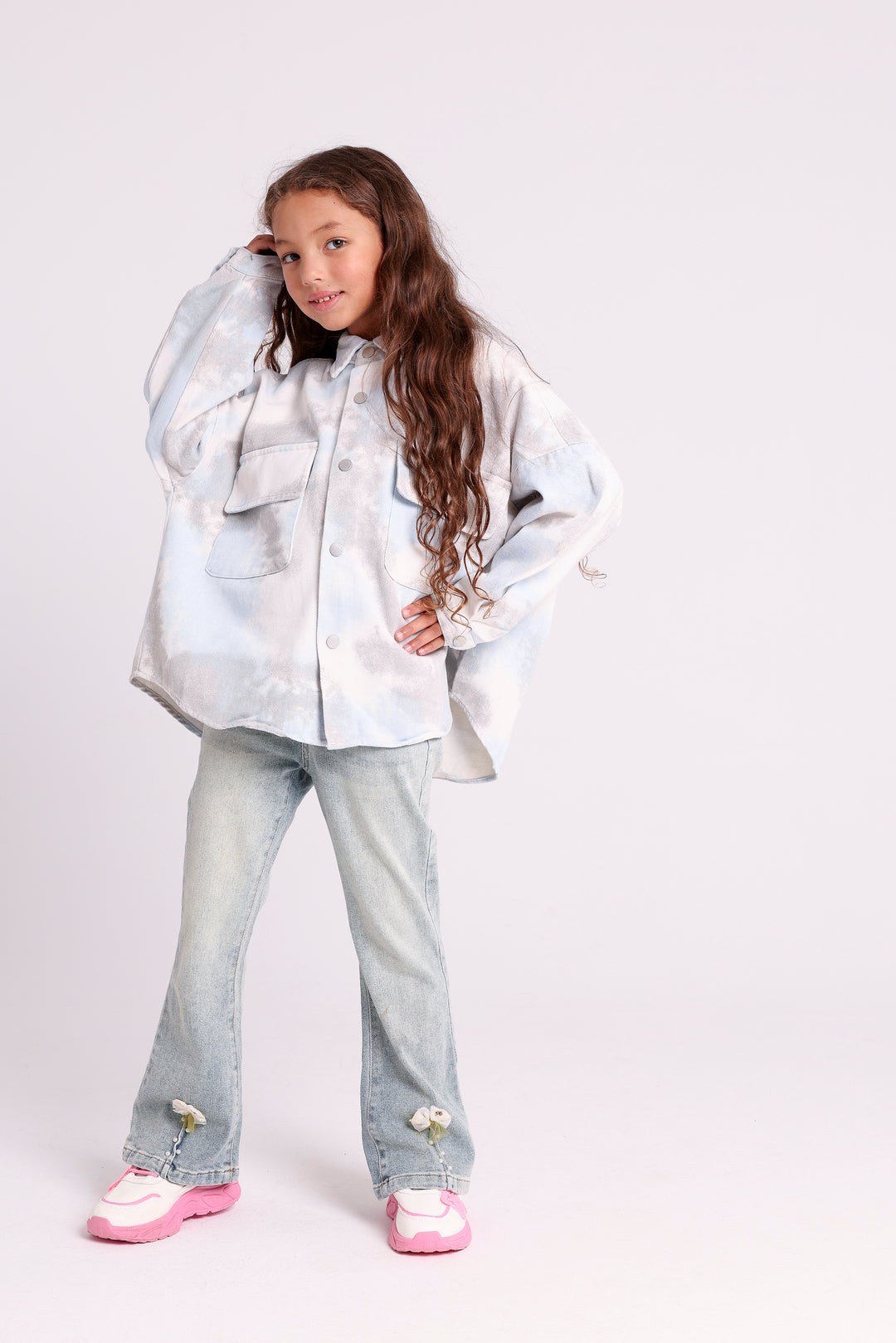 TIE-DYE BUTTON-UP SHIRT WITH FLAP POCKETS