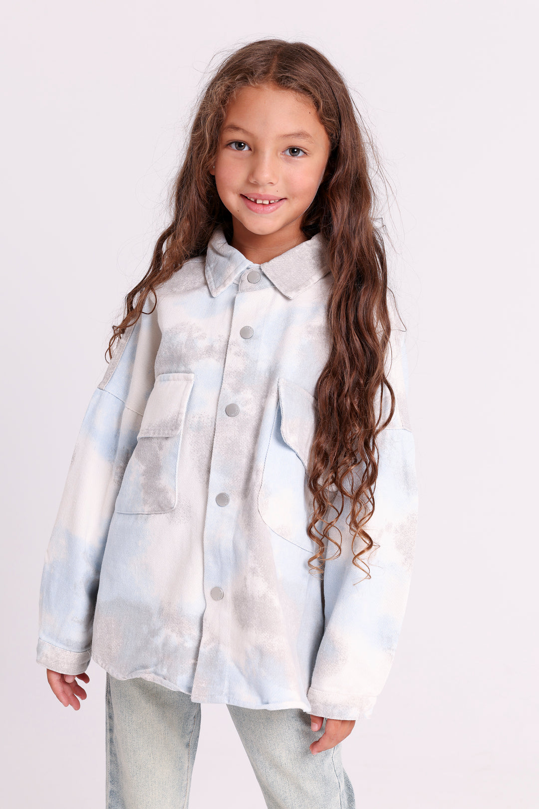 TIE-DYE BUTTON-UP SHIRT WITH FLAP POCKETS