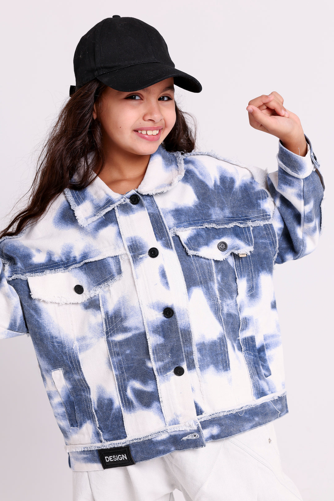 BLEACHED DENIM JACKET WITH DESIGN TAG