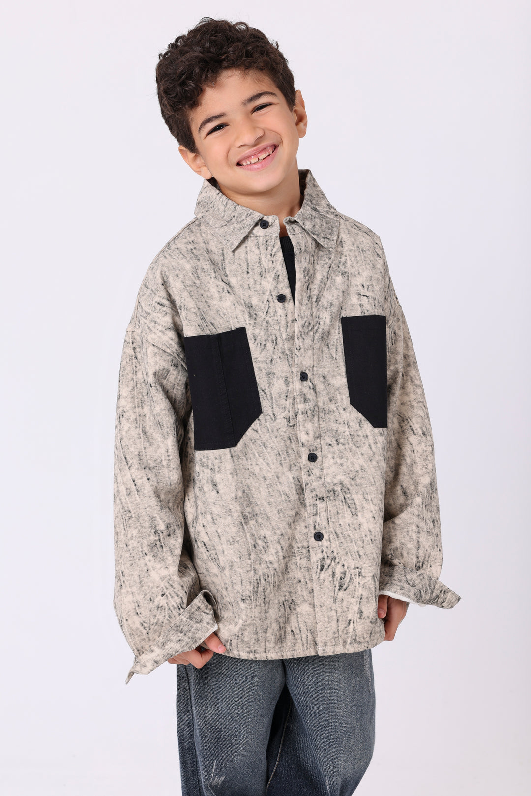 PRINTED SHIRT WITH CONTRAST POCKETS