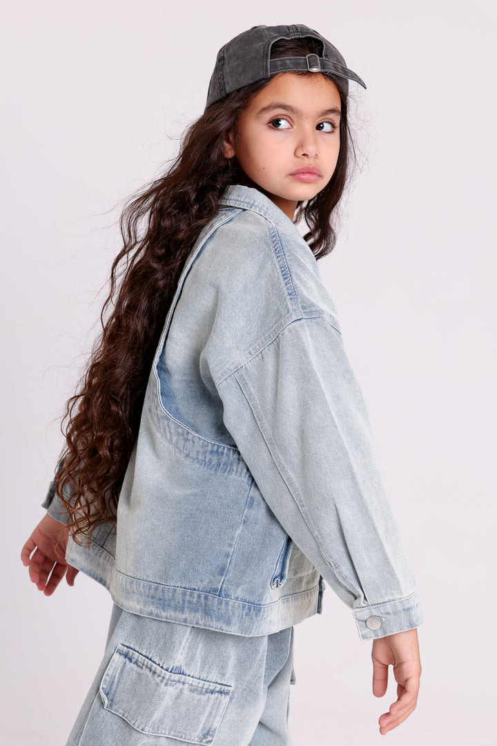 DENIM JACKETWITH CARGO PANTS SET