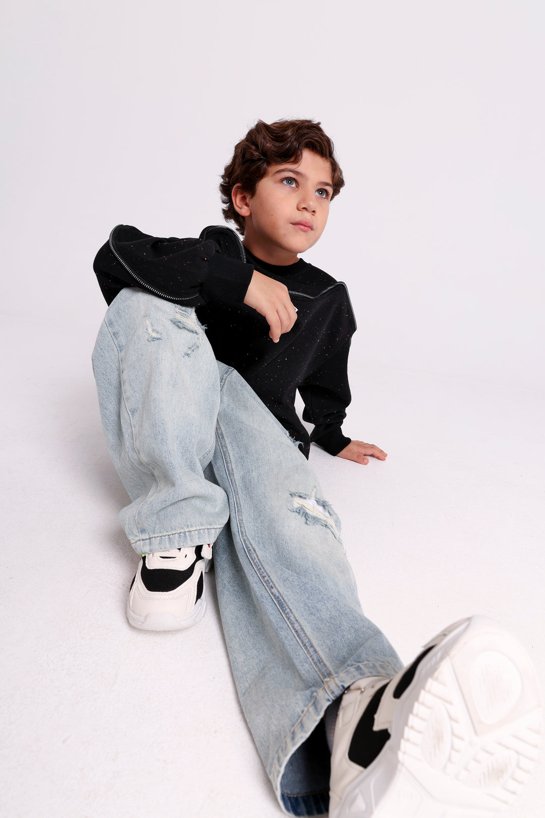 SPECKLED SWEATSHIRT WITH ZIP DETAIL