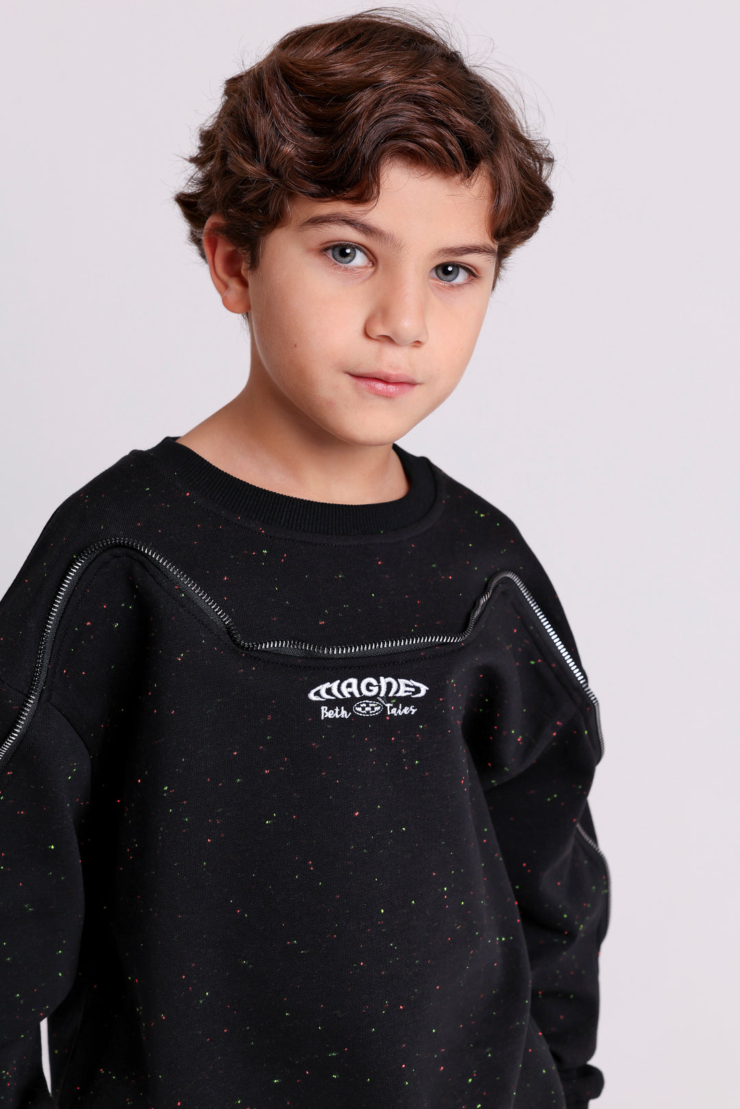 SPECKLED SWEATSHIRT WITH ZIP DETAIL