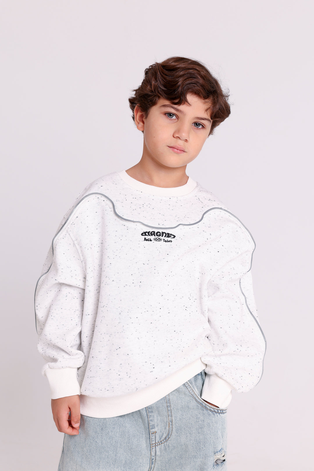 SPECKLED SWEATSHIRT WITH ZIP DETAIL