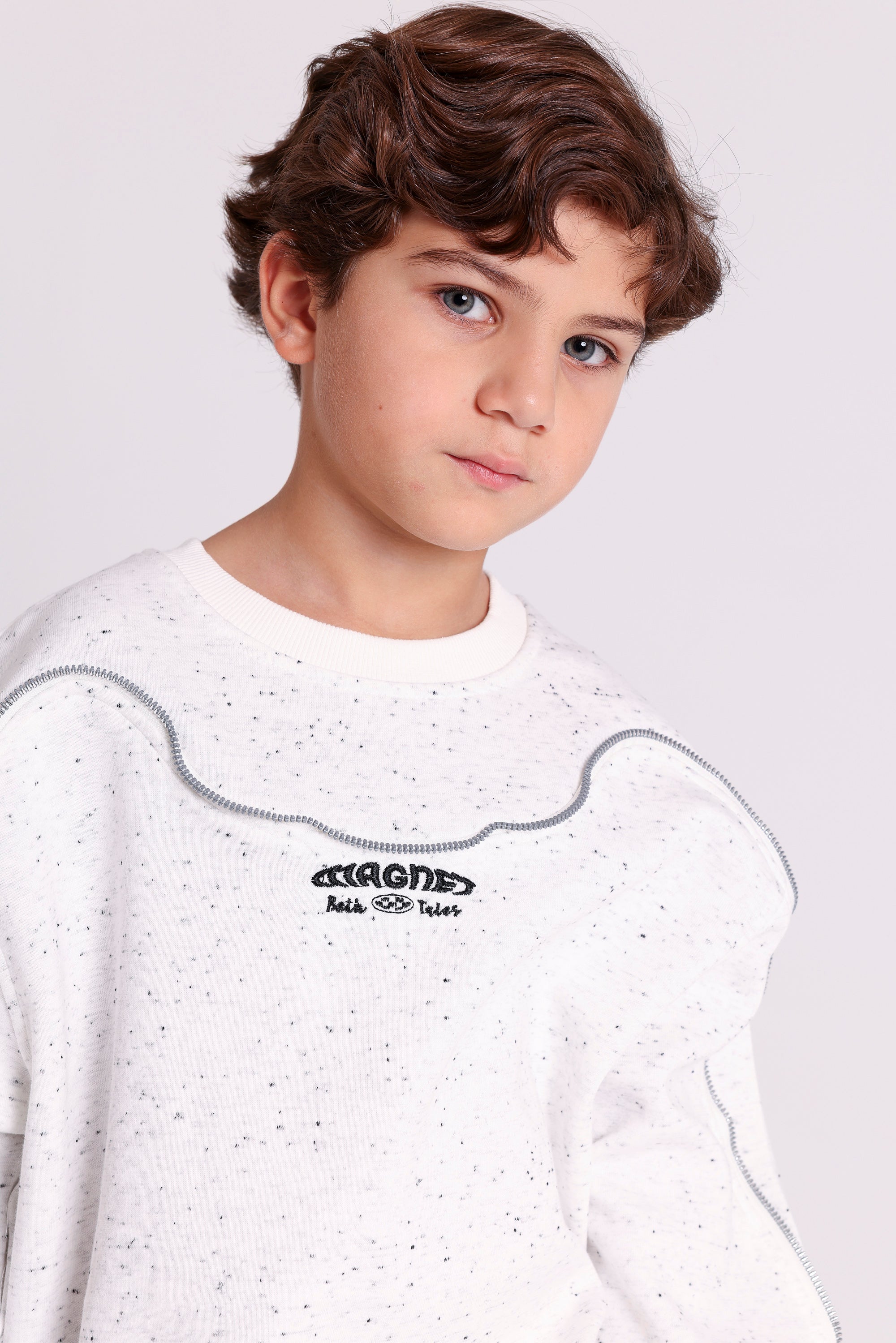 SPECKLED SWEATSHIRT WITH ZIP DETAIL – Vichi
