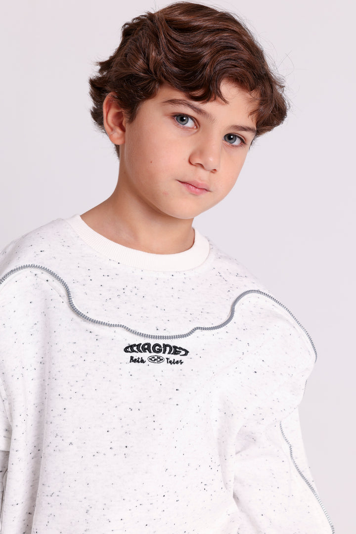 SPECKLED SWEATSHIRT WITH ZIP DETAIL