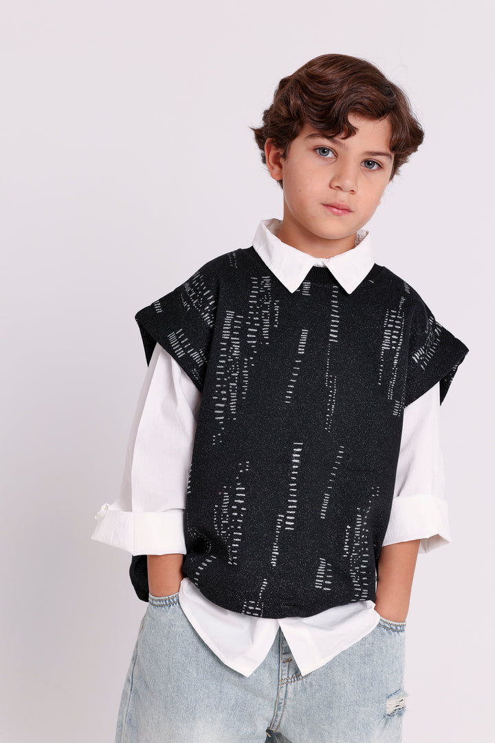 SLEEVELESS TOP WITH GLITTER PATTERN