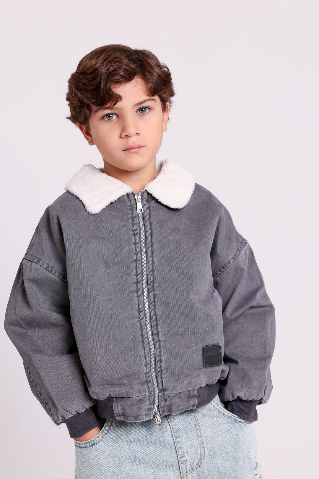 BOMBER JACKET WITH FUR COLLAR