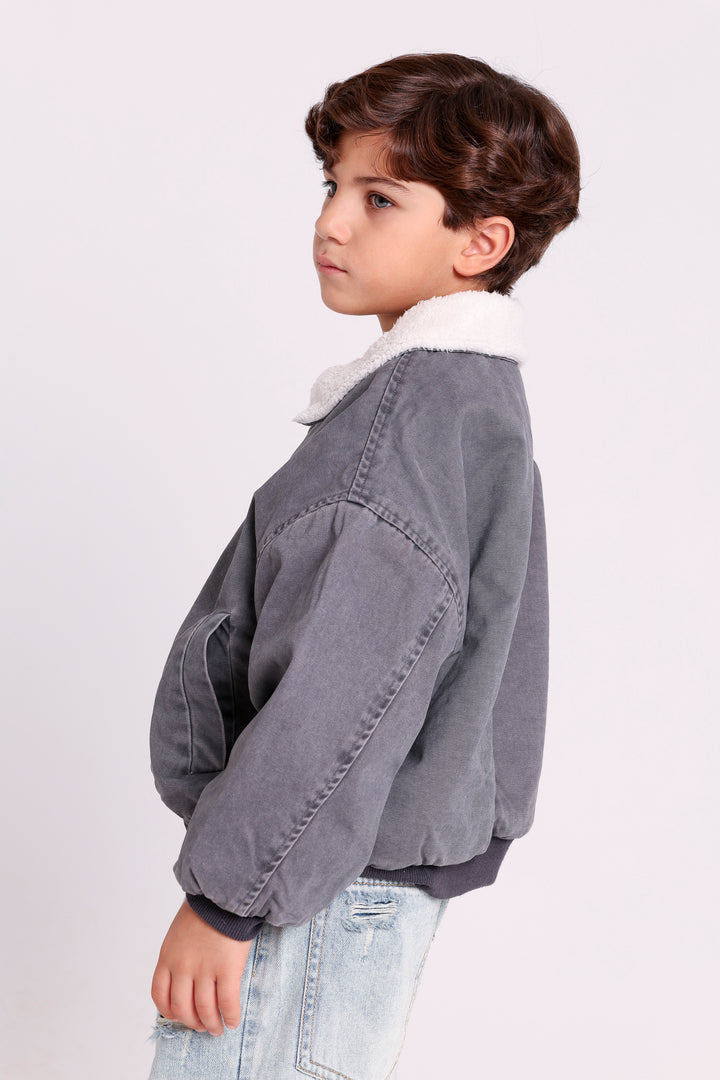 BOMBER JACKET WITH FUR COLLAR