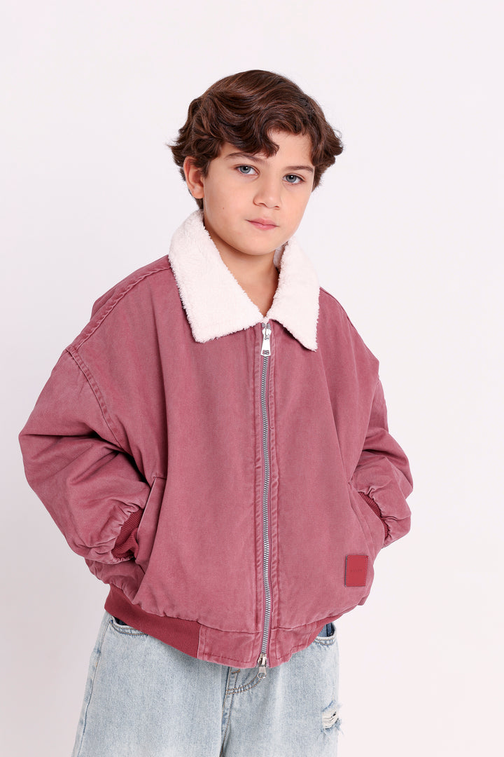 BOMBER JACKET WITH FUR COLLAR