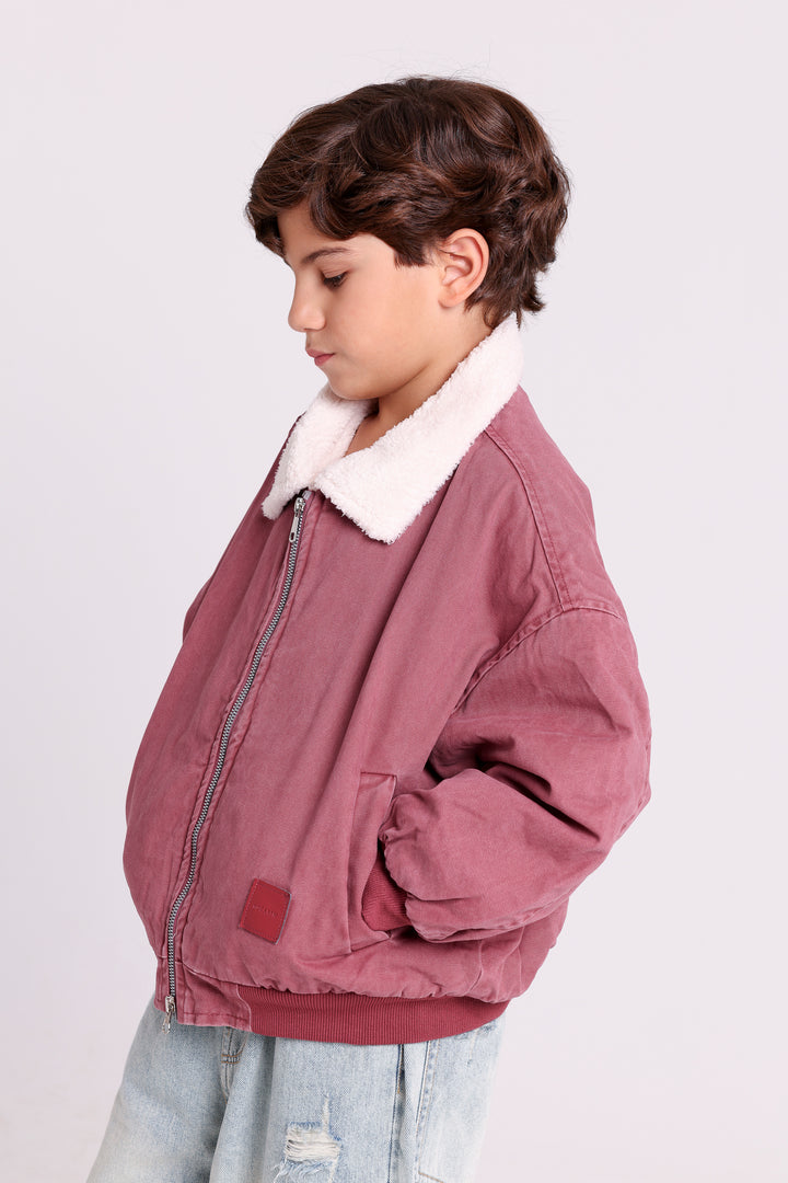 BOMBER JACKET WITH FUR COLLAR