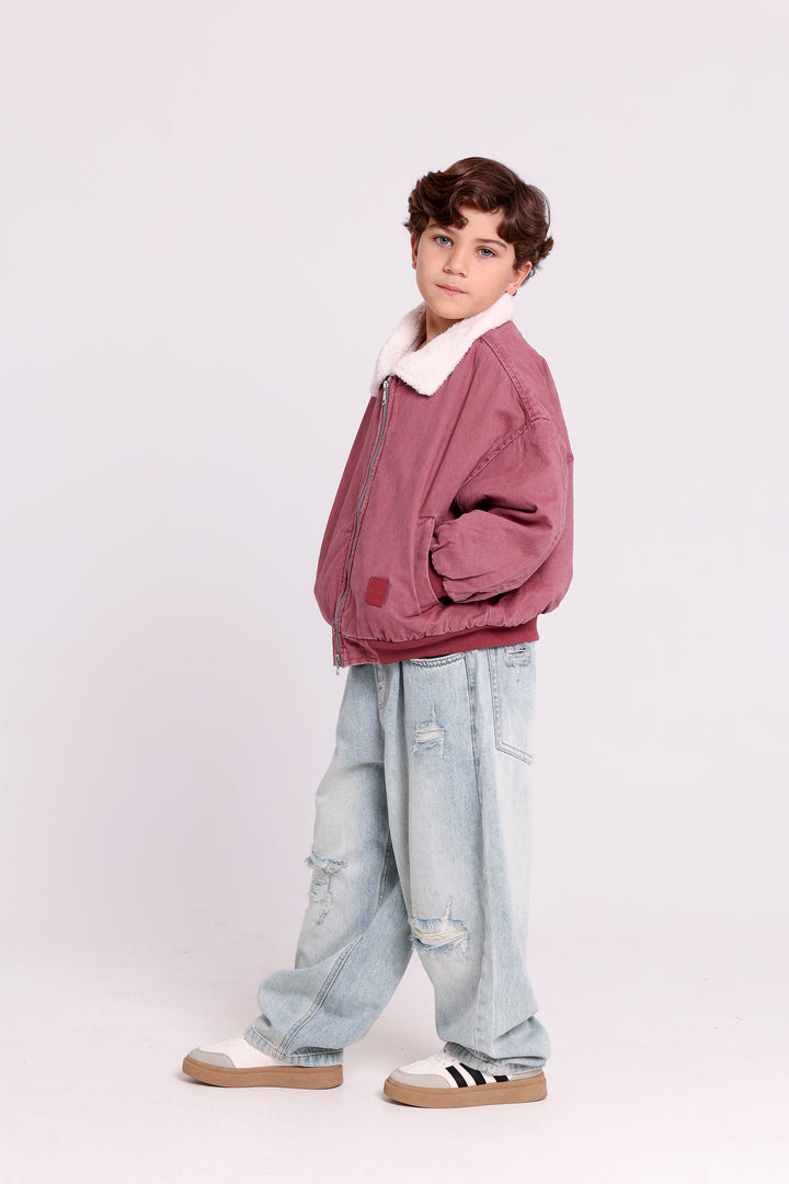 BOMBER JACKET WITH FUR COLLAR