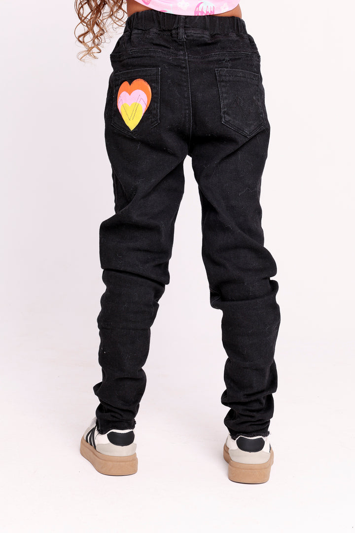 JEANS WITH HEART PATCH