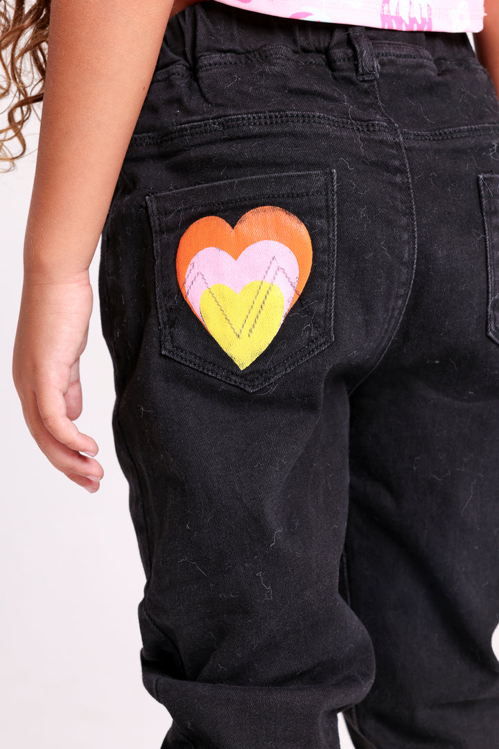 JEANS WITH HEART PATCH