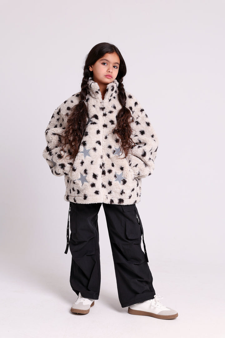 FURRY JACKET WITH STARS