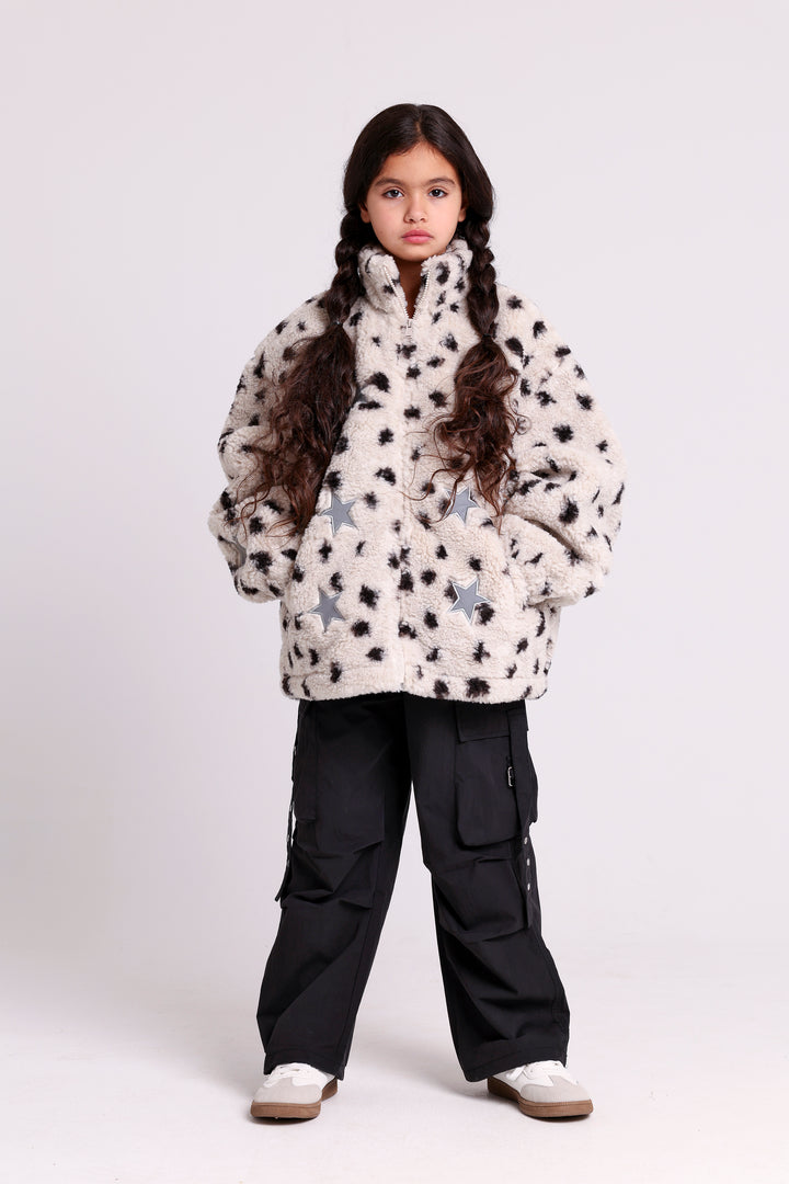 FURRY JACKET WITH STARS