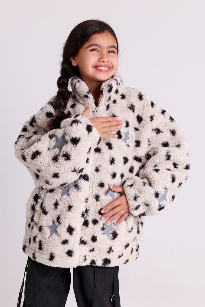 FURRY JACKET WITH STARS