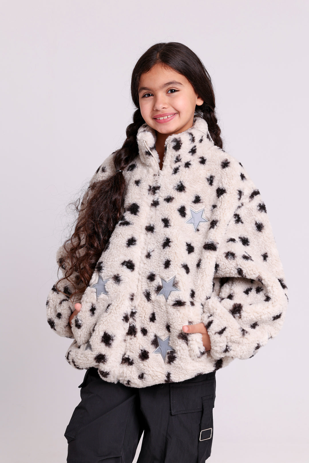 FURRY JACKET WITH STARS