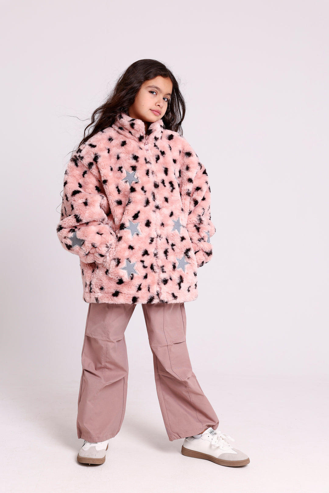 FURRY JACKET WITH STARS