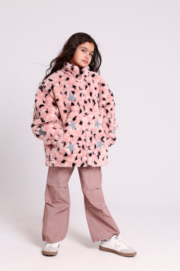 FURRY JACKET WITH STARS