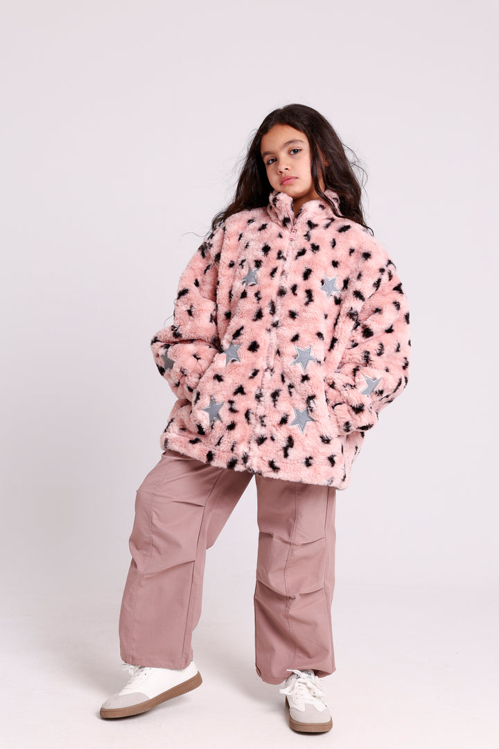 FURRY JACKET WITH STARS