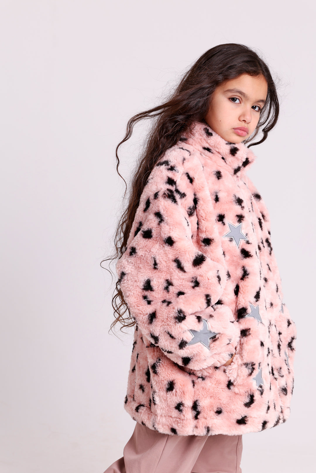 FURRY JACKET WITH STARS