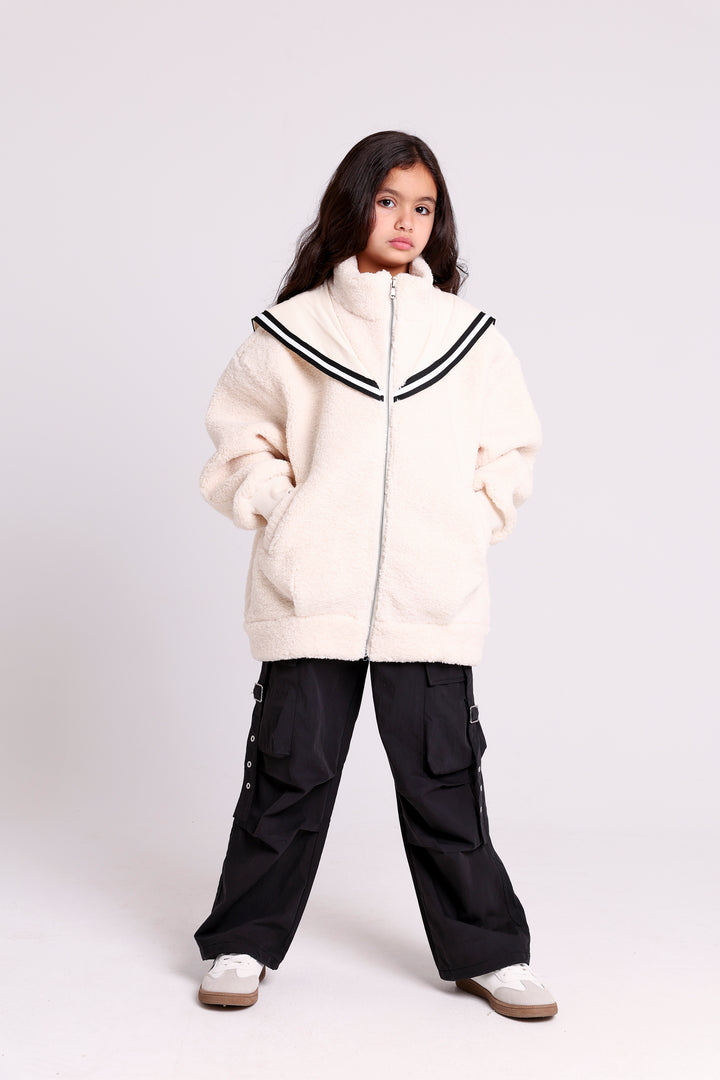 FLEECE JACKET WITH ROSE COLLAR