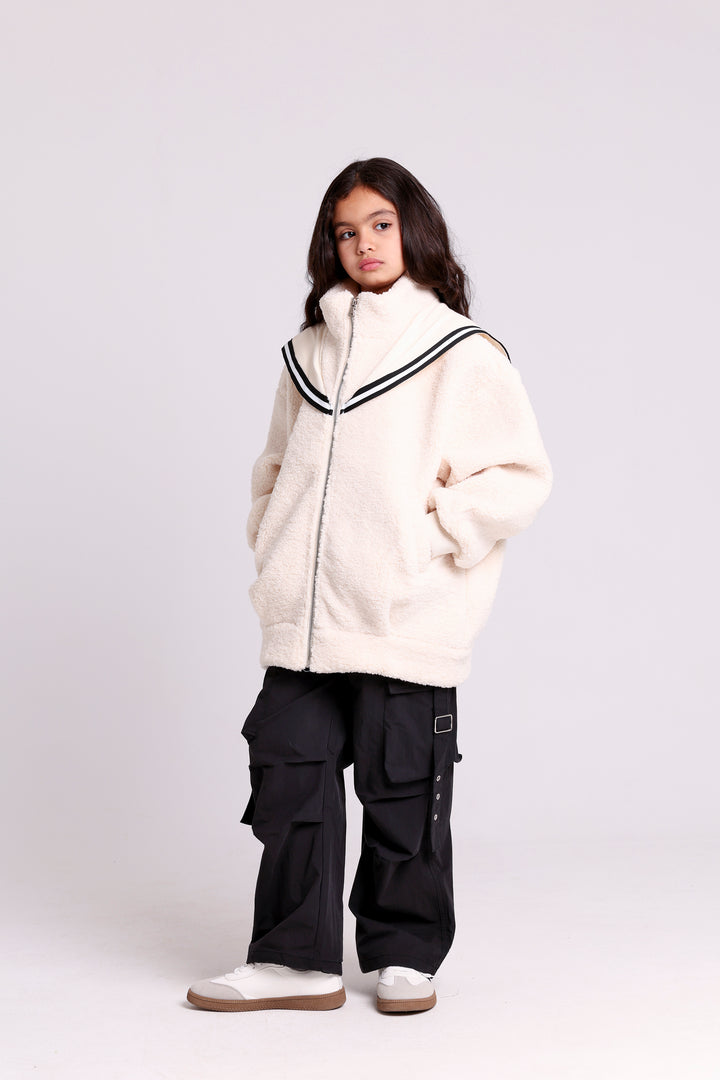 FLEECE JACKET WITH ROSE COLLAR
