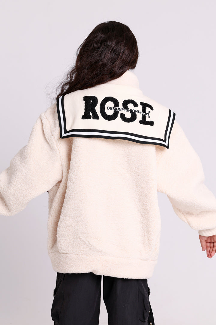 FLEECE JACKET WITH ROSE COLLAR