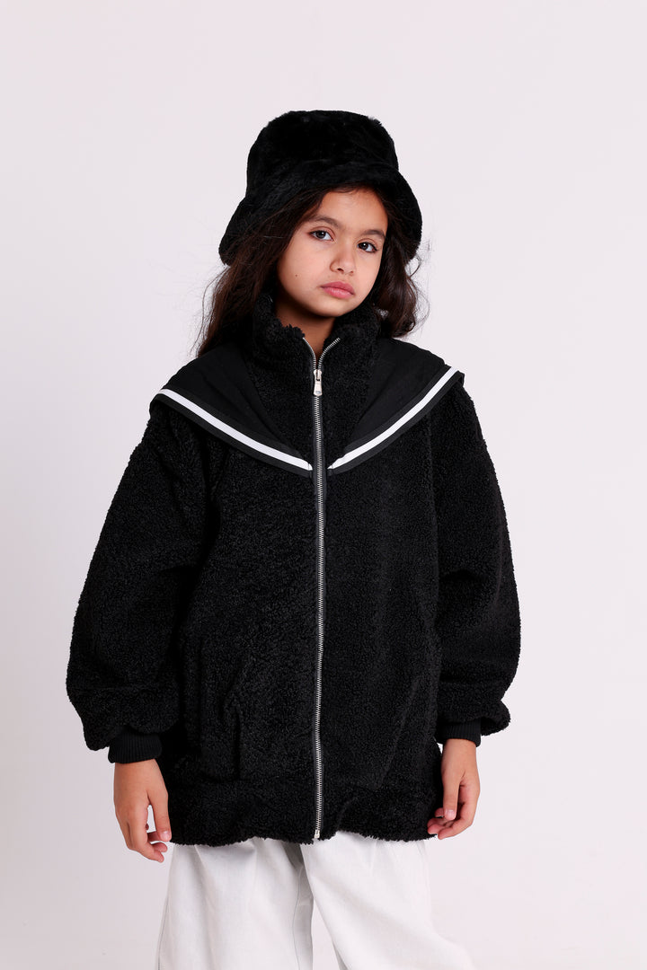 FLEECE JACKET WITH ROSE COLLAR