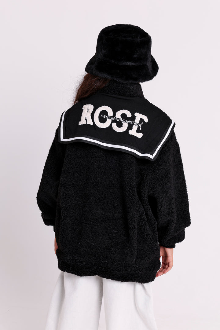 FLEECE JACKET WITH ROSE COLLAR