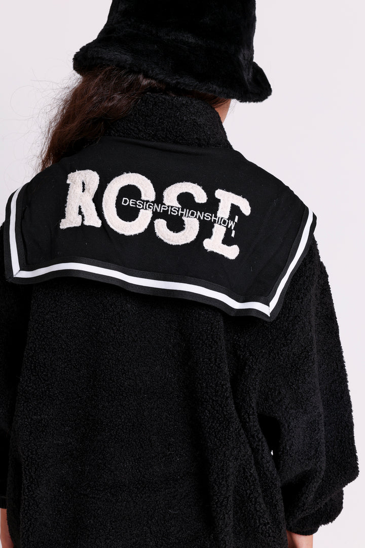 FLEECE JACKET WITH ROSE COLLAR