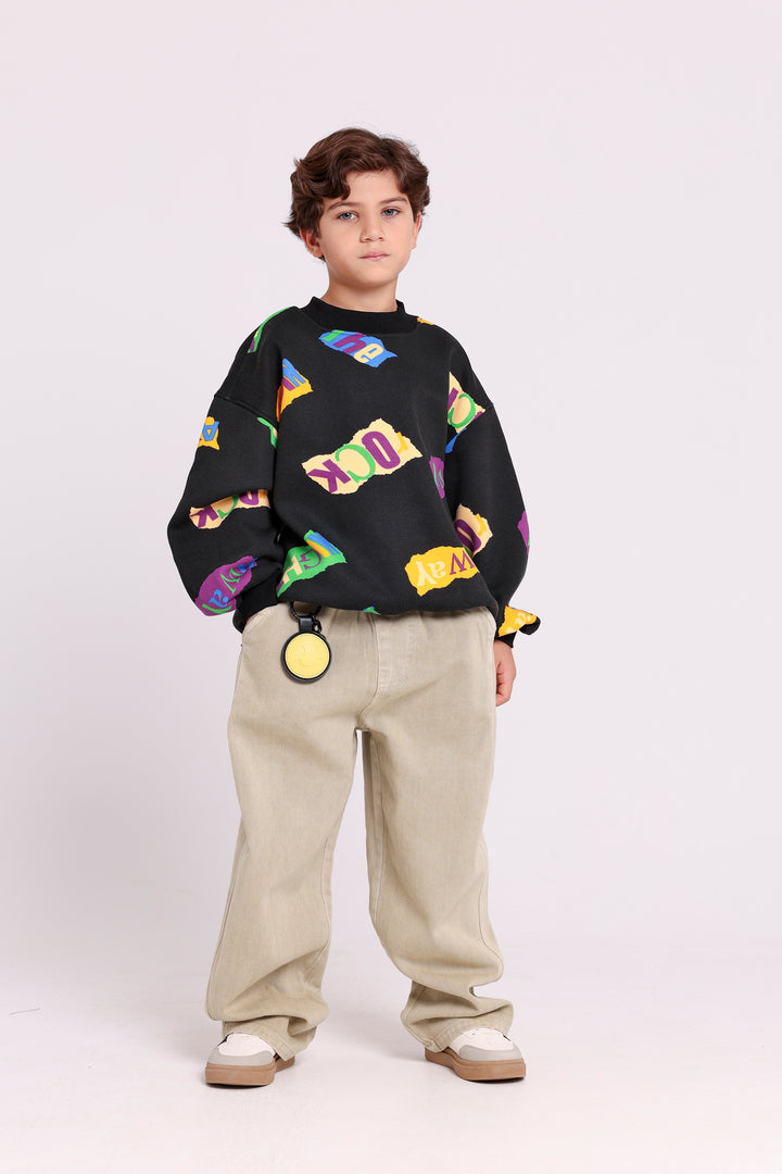 SWEATSHIRT WITH ROCK GRAPHIC PRINT