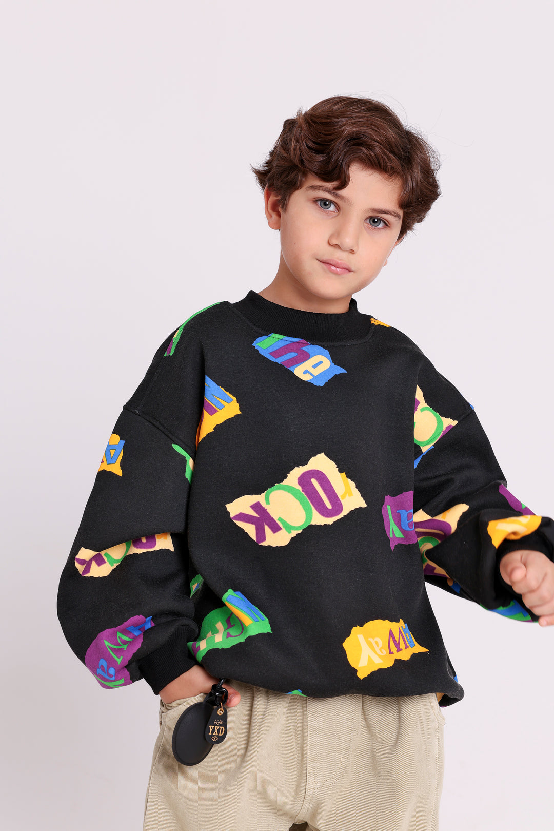 SWEATSHIRT WITH ROCK GRAPHIC PRINT