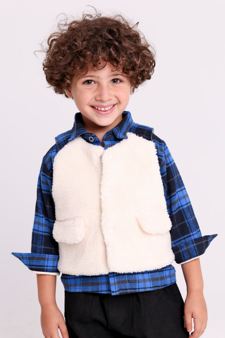 Checkered Shirt with Fleece Vest
