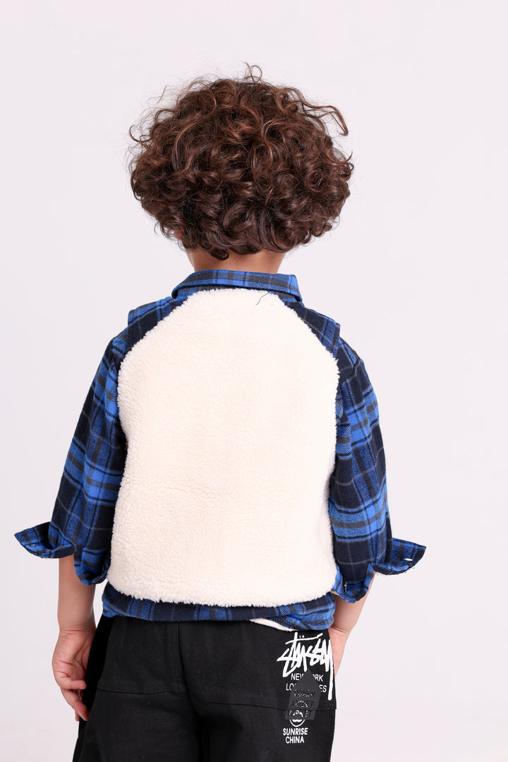 Checkered Shirt with Fleece Vest