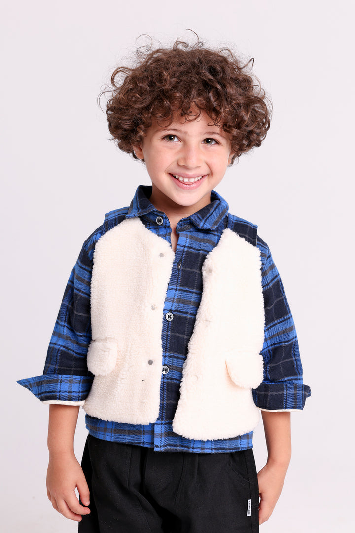 Checkered Shirt with Fleece Vest