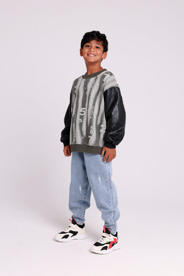 Striped Numbers Knit Sweat SHIRT